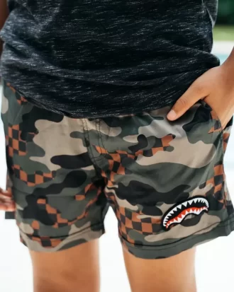 BAÑADOR INFANTIL DE CAMUFLAJE A CUADROS