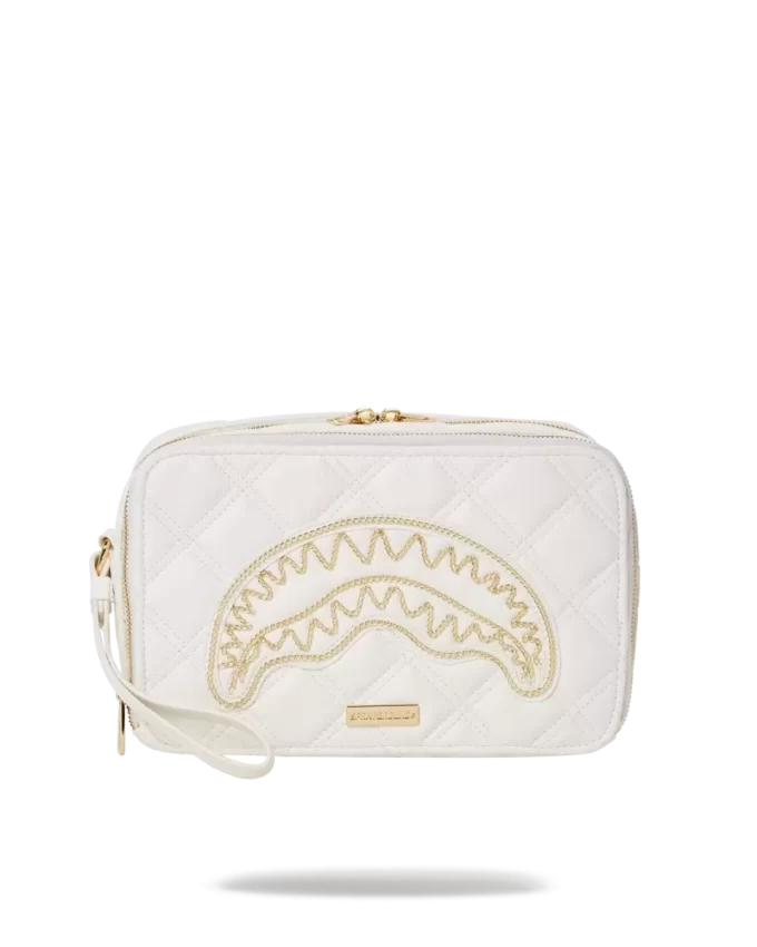 BOLSO DE ASEO RIVIERA LE BLANC CON CADENA DORADA Y DISQUERO BOLSO DE ASEO RIVIERA LE BLANC CON CADENA DORADA Y DISQUERO