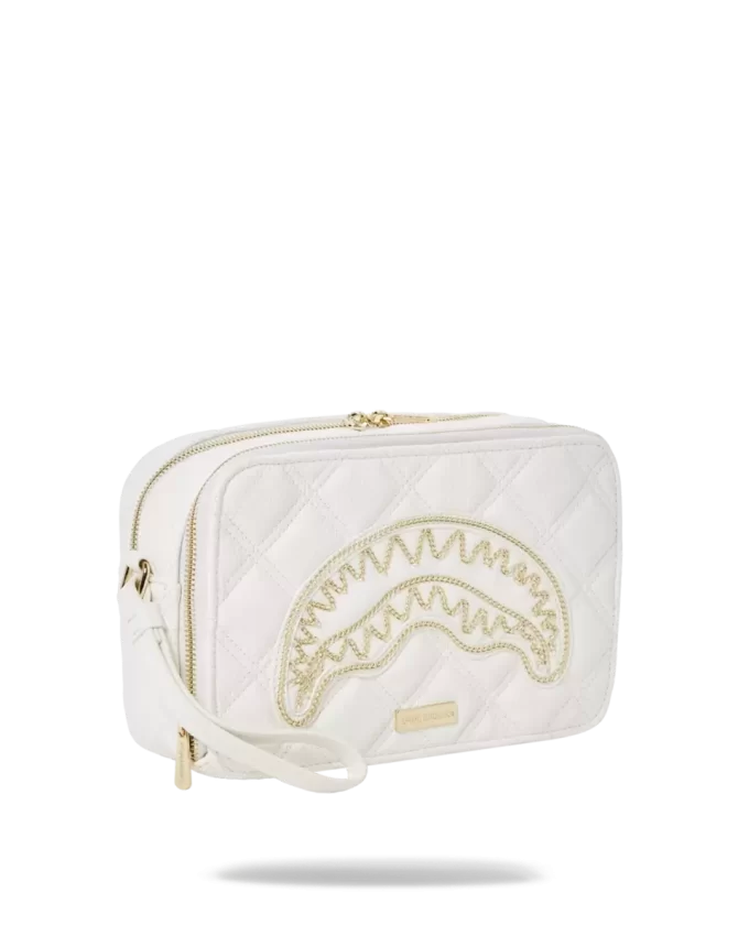 BOLSO DE ASEO RIVIERA LE BLANC CON CADENA DORADA Y DISQUERO BOLSO DE ASEO RIVIERA LE BLANC CON CADENA DORADA Y DISQUERO