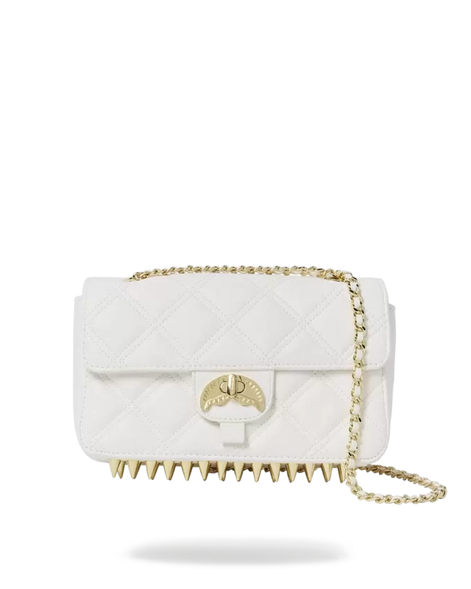 BOLSO DE MANO RIVIERA LE BLANC CON CADENA DE ORO Y DISEÑO DE TIBURÓN BOLSO DE MANO RIVIERA LE BLANC CON CADENA DE ORO Y DISEÑO DE TIBURÓN