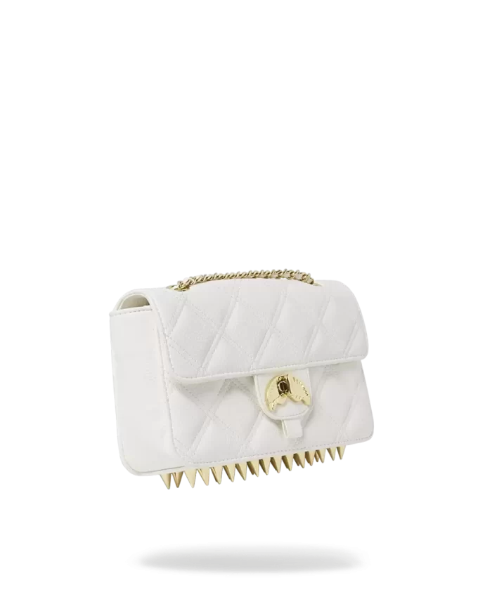 BOLSO DE MANO RIVIERA LE BLANC CON CADENA DE ORO Y DISEÑO DE TIBURÓN BOLSO DE MANO RIVIERA LE BLANC CON CADENA DE ORO Y DISEÑO DE TIBURÓN