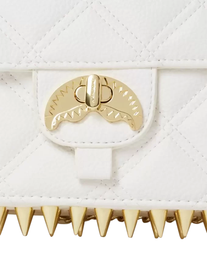 BOLSO DE MANO RIVIERA LE BLANC CON CADENA DE ORO Y DISEÑO DE TIBURÓN BOLSO DE MANO RIVIERA LE BLANC CON CADENA DE ORO Y DISEÑO DE TIBURÓN