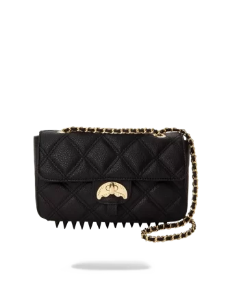 BOLSO DE MANO TIBURÓN CON CADENA DORADA Y QUILTADO NOIR