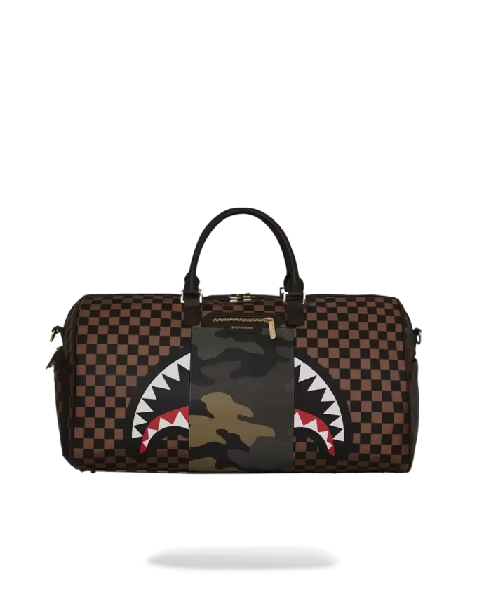 BOLSO DE VIAJE EXTERIOR CON CREMALLERA DORADA Y BOLSILLO CON CREMALLERA «TIBURONES EN PARÍS» BOLSO DE VIAJE EXTERIOR CON CREMALLERA DORADA Y BOLSILLO CON CREMALLERA «TIBURONES EN PARÍS»