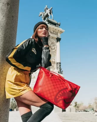 Bolso tote con estampado de ladrillos y dinero