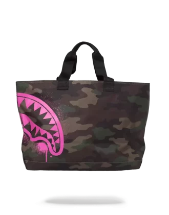 Bolso tote con estampado de tiburón y plantilla rosa