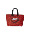 Bolso tote con labios de leopardo rojo Bolso tote con labios de leopardo rojo