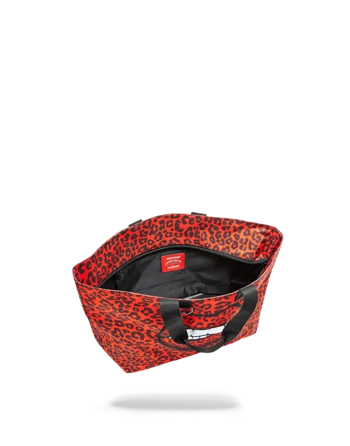 Bolso tote con labios de leopardo rojo Bolso tote con labios de leopardo rojo