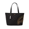Bolso tote de tiburón con cadena dorada y acolchado negro Bolso tote de tiburón con cadena dorada y acolchado negro
