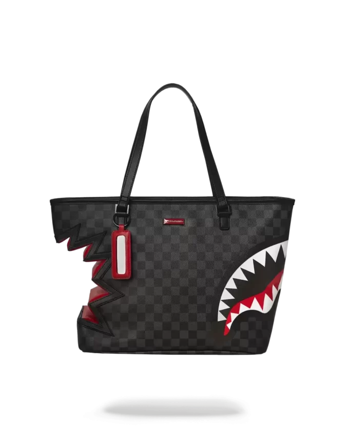 Bolso tote gris con estampado de mordida de tiburón en París Bolso tote gris con estampado de mordida de tiburón en París