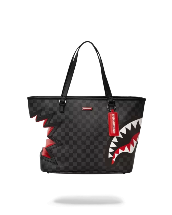Bolso tote gris con estampado de mordida de tiburón en París Bolso tote gris con estampado de mordida de tiburón en París