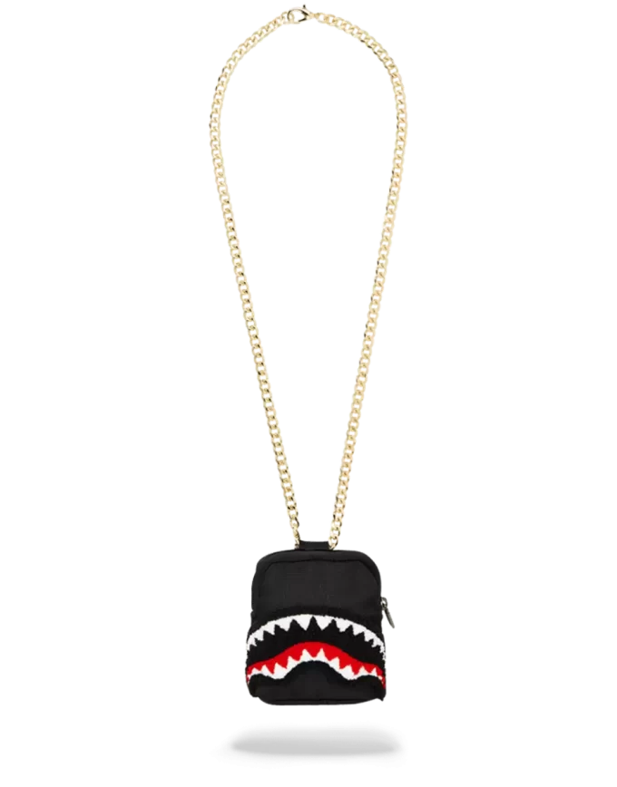 CADENA DE MOCHILA DE TIBURÓN DE CHENILLA NEGRA