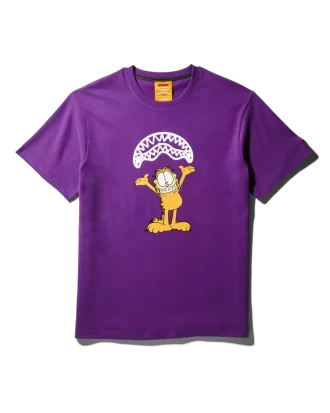 CAMISETA CON ESTAMPADO DE BOCA DE TIBURÓN DE GARFIELD (MORADA)