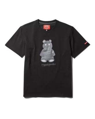 CAMISETA DE MANGA CORTA CON ESTAMPADO DE OSO DE DINERO (NEGRA)