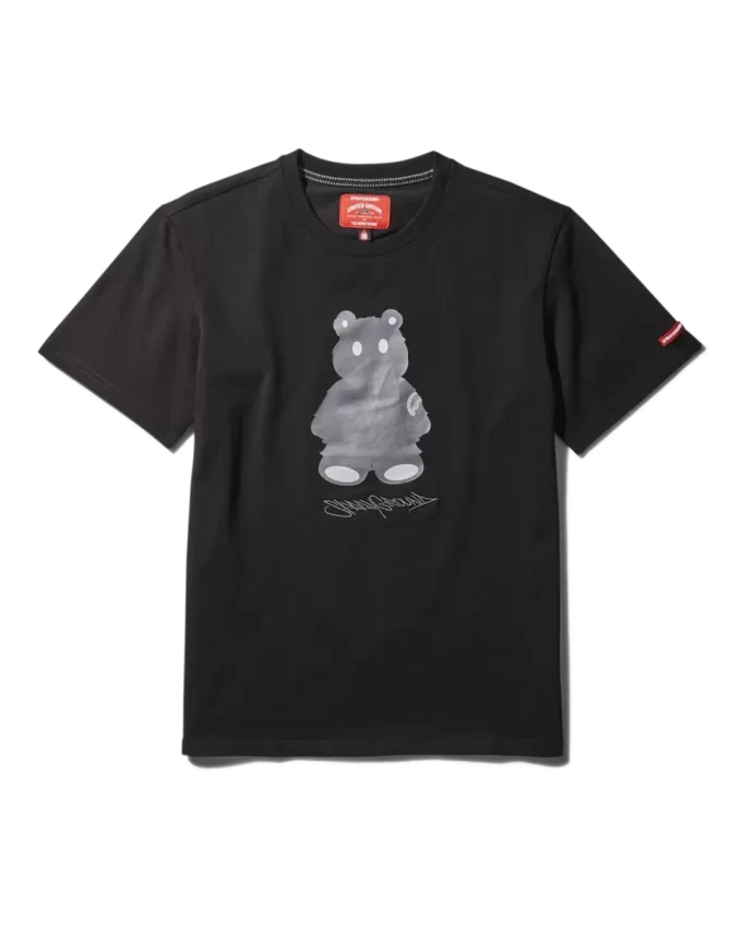 CAMISETA DE MANGA CORTA CON ESTAMPADO DE OSO DE DINERO (NEGRA)