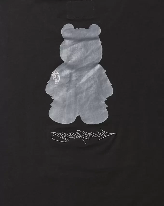 CAMISETA DE MANGA CORTA CON ESTAMPADO DE OSO DE DINERO (NEGRA)