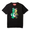 Camiseta negra de osito anatómico para jóvenes