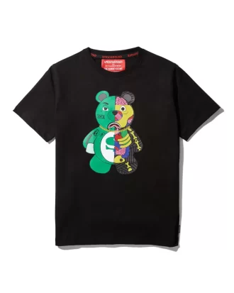 Camiseta negra de osito anatómico para jóvenes