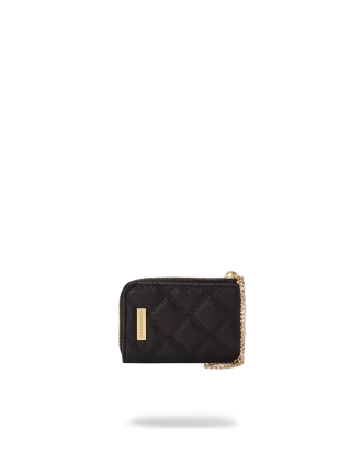 Cartera de tiburón con cadena dorada y acolchado negro