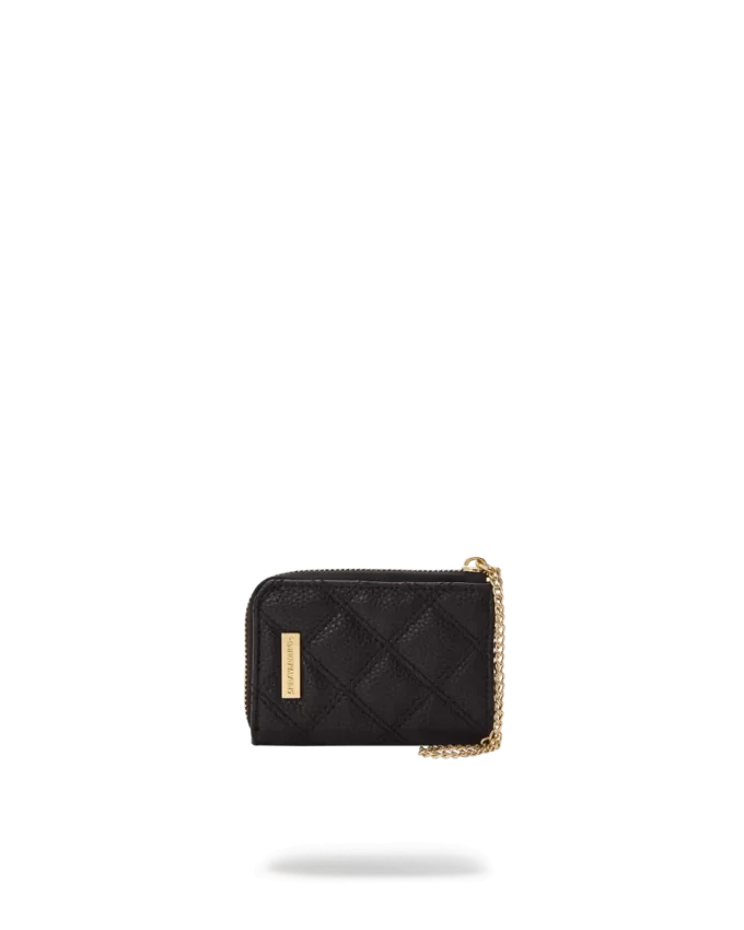 Cartera de tiburón con cadena dorada y acolchado negro Cartera de tiburón con cadena dorada y acolchado negro