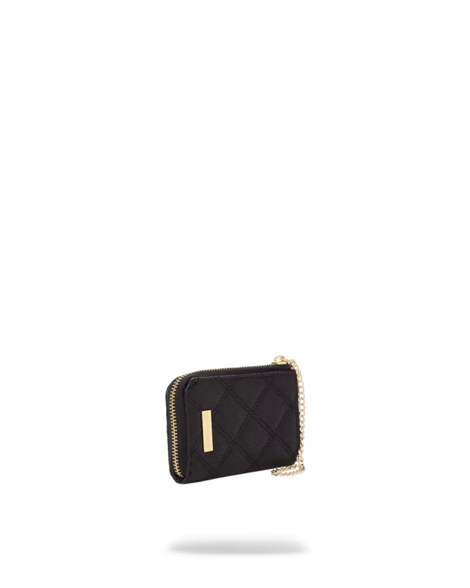Cartera de tiburón con cadena dorada y acolchado negro Cartera de tiburón con cadena dorada y acolchado negro