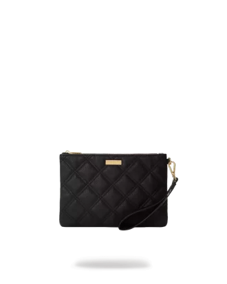 Clutch cruzado de tiburón con cadena dorada y acolchado negro