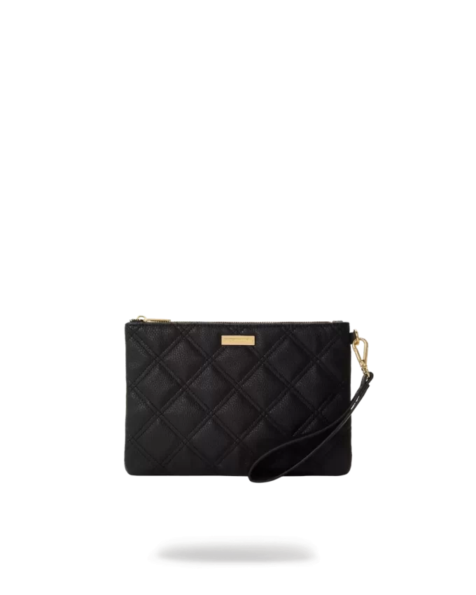 Clutch cruzado de tiburón con cadena dorada y acolchado negro Clutch cruzado de tiburón con cadena dorada y acolchado negro