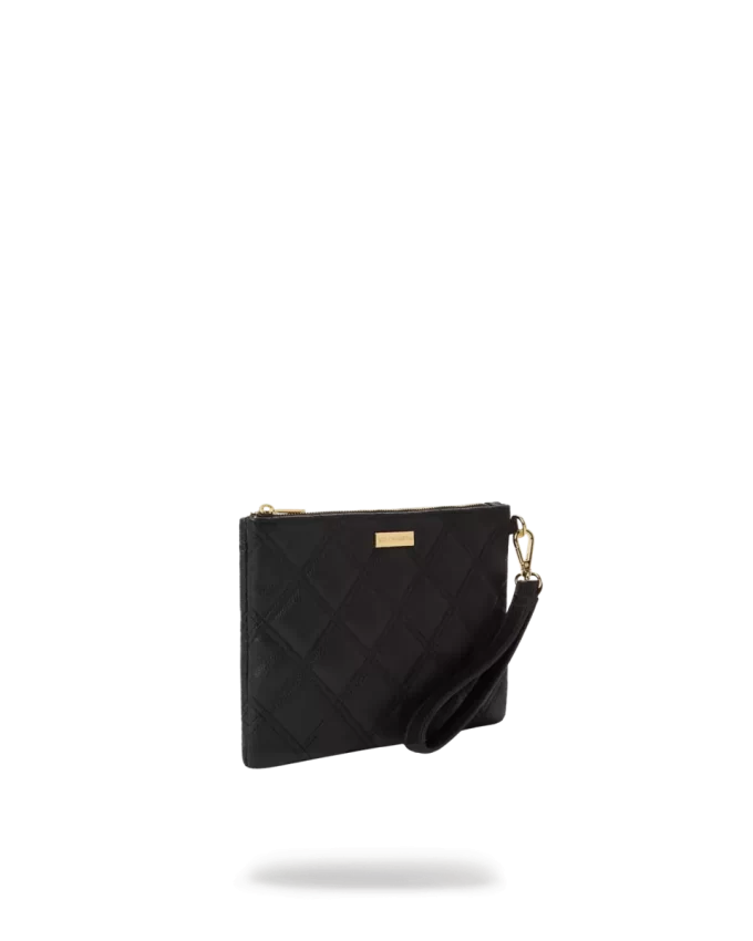 Clutch cruzado de tiburón con cadena dorada y acolchado negro Clutch cruzado de tiburón con cadena dorada y acolchado negro