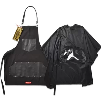 Conjunto de capa y delantal de barbero