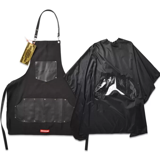 Conjunto de capa y delantal de barbero
