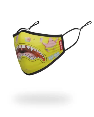 CUBREBOCAS DE BOB ESPONJA PARA ADULTOS, ESTILO TIBURÓN, AJUSTADO