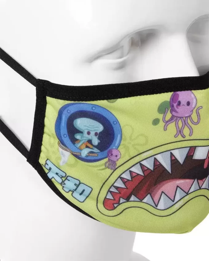 CUBREBOCAS DE BOB ESPONJA PARA ADULTOS, ESTILO TIBURÓN, AJUSTADO CUBREBOCAS DE BOB ESPONJA PARA ADULTOS, ESTILO TIBURÓN, AJUSTADO