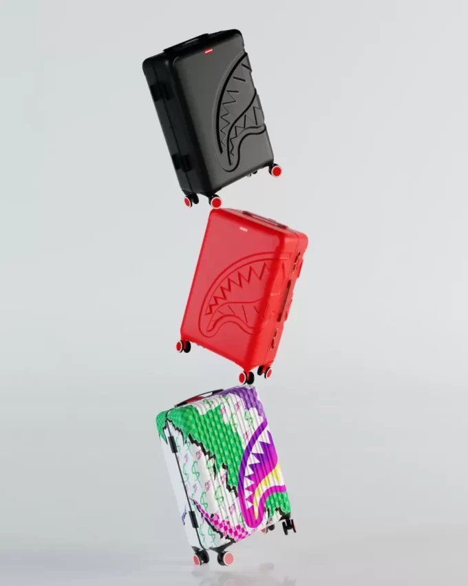 EQUIPAJE DE MANO DE CARCASA RÍGIDA ROJA CON DISEÑO DE TIBURÓN EQUIPAJE DE MANO DE CARCASA RÍGIDA ROJA CON DISEÑO DE TIBURÓN