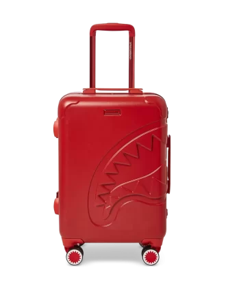 EQUIPAJE DE MANO DE CARCASA RÍGIDA ROJA CON DISEÑO DE TIBURÓN