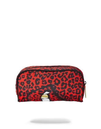 ESTUCHE PARA LÁPICES CON LABIOS DE LEOPARDO ROJO