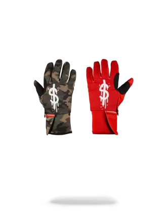 GUANTES IZQUIERDO ROJO / DERECHO CAMUFLAJE MONEY DRIPS
