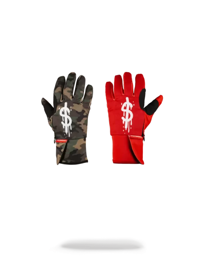 GUANTES IZQUIERDO ROJO / DERECHO CAMUFLAJE MONEY DRIPS GUANTES IZQUIERDO ROJO / DERECHO CAMUFLAJE MONEY DRIPS