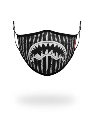 MASCARILLA FACIAL AJUSTADA PARA ADULTOS CON DISEÑO DE TIBURONES EN PARÍS (NEGRA)