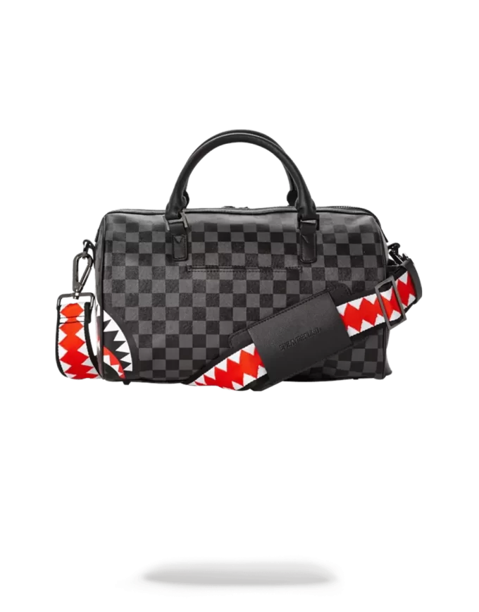 Mini bolsa de viaje con estampado de tiburones a cuadros grises en París Mini bolsa de viaje con estampado de tiburones a cuadros grises en París