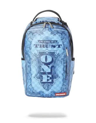 MOCHILA AZUL «EN DIOS CONFIAMOS» (PIEZA ÚNICA)