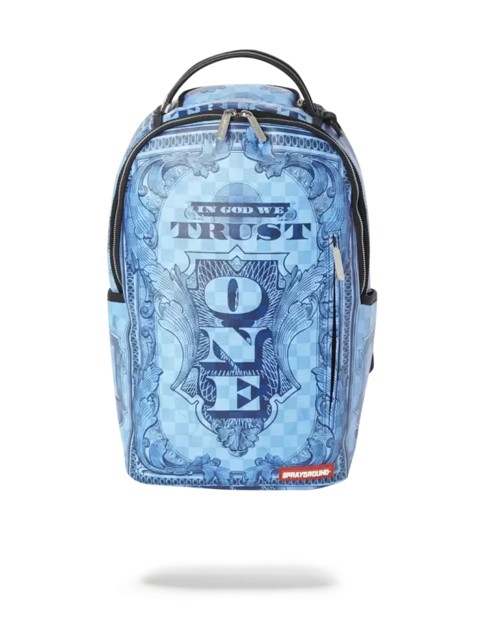 MOCHILA AZUL «EN DIOS CONFIAMOS» (PIEZA ÚNICA) MOCHILA AZUL «EN DIOS CONFIAMOS» (PIEZA ÚNICA)