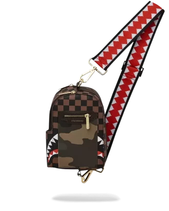 Mochila bandolera Sharks in Paris con bolsillo exterior dorado con cremallera.