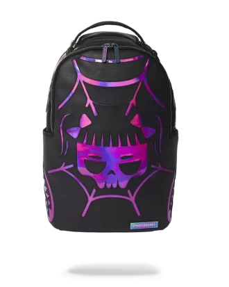 Mochila CAZZU iridiscente con diseño de calavera de araña y tiburón (DLXV)