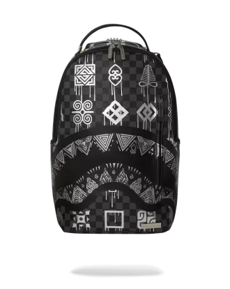 MOCHILA CON 9 GLÍFICOS DE PODER DE LA INTELIGENCIA AFRICANA – COLABORACIÓN CON FLORES DE ARENA