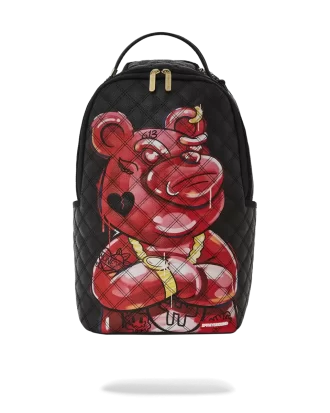 MOCHILA CON EDREDÓN Y PINTADO A MANO CON PIE DE OSO DIABLO (DLXV)