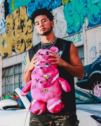 Mochila con forma de oso de peluche de tres cabezas