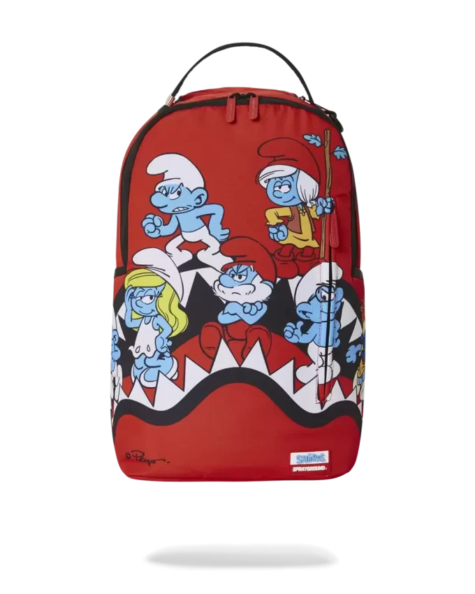 Mochila saltarina de los Pitufos con forma de tiburón Mochila saltarina de los Pitufos con forma de tiburón