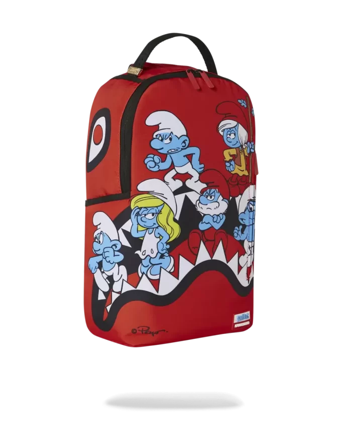 Mochila saltarina de los Pitufos con forma de tiburón Mochila saltarina de los Pitufos con forma de tiburón