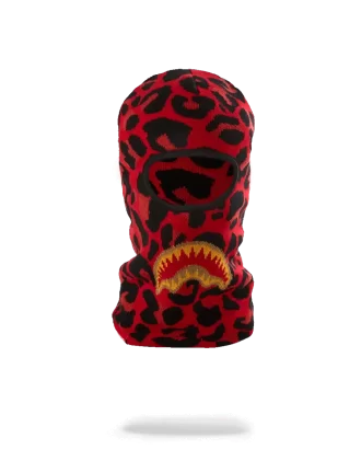 MÁSCARA DE ESQUÍ CON BOCA DE TIBURÓN DORADO Y LEOPARDO ROJO