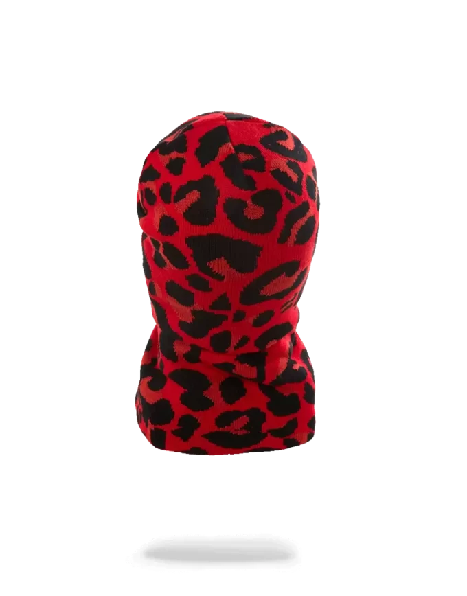 MÁSCARA DE ESQUÍ CON BOCA DE TIBURÓN DORADO Y LEOPARDO ROJO